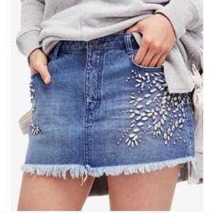 Brand new:  Free People Embellished Denim Mini Skirt - 0